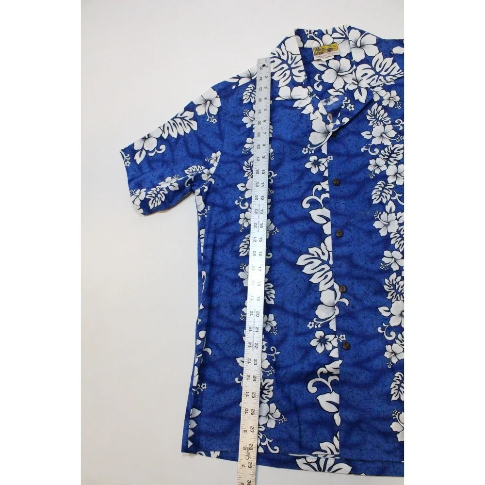 Vintage Winnie Fashion Shirt Mens‎ Medium Blue Hawaiian Aloha Made in Hawaii Y2K